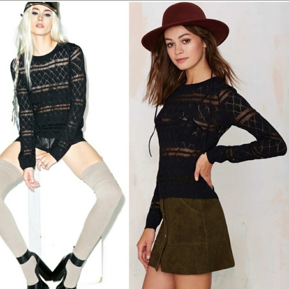 FOR LOVE & LEMONS KNITZ - Joni Knit Top - Host Pic! - Black S NWT - Picture 6 of 6